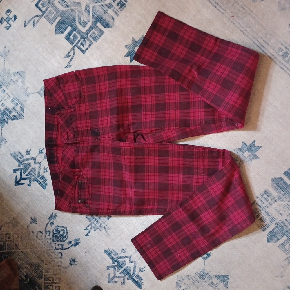 Red plaid jeans